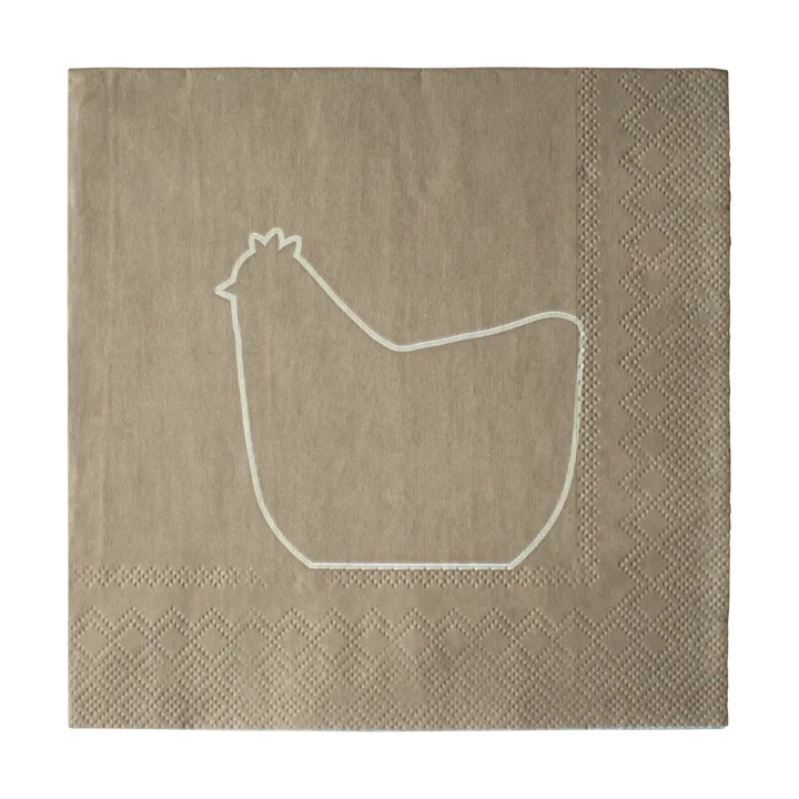 Happy hen pappersservett 33x33 cm 20-pack - Brown - DBKD