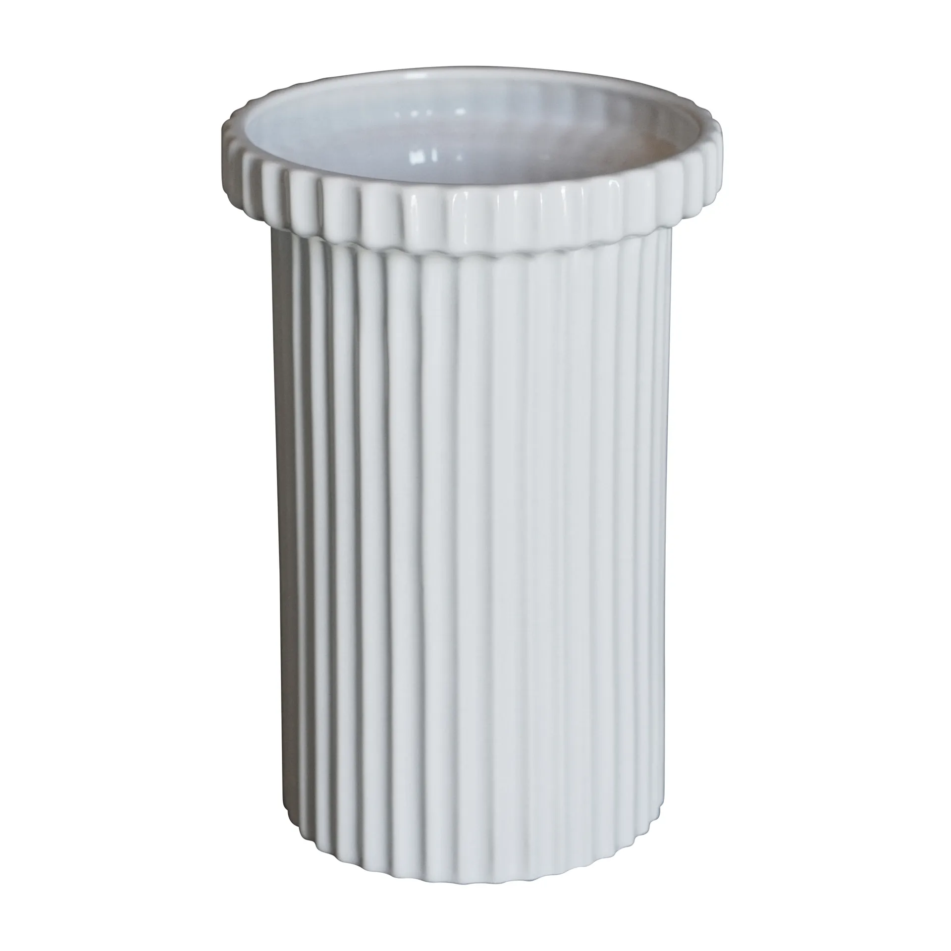 Stripe kruka stor h22 cm Ø12 cm, Shiny white DBKD