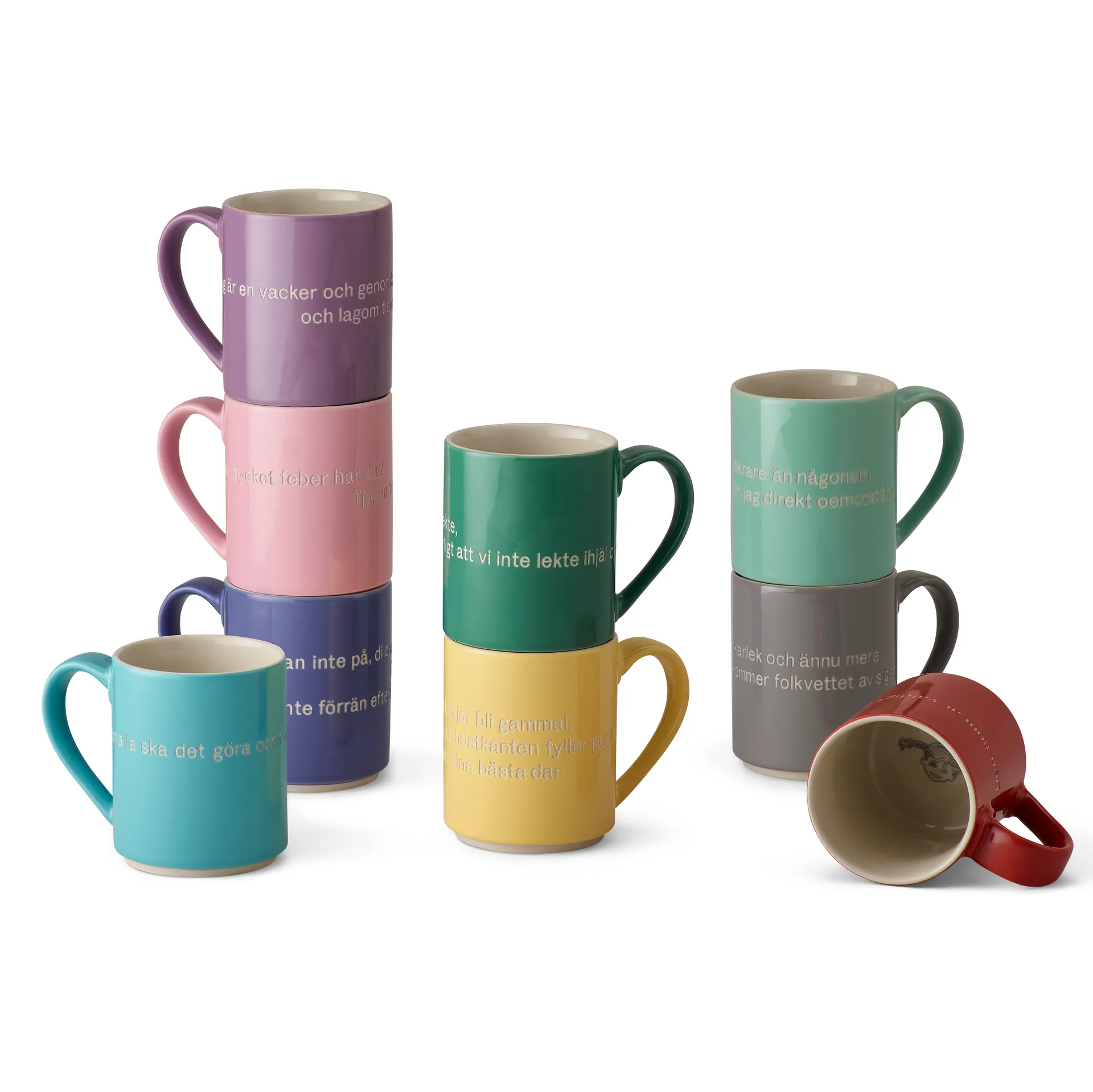 Astrid Lindgren mugg, den som är väldigt stark, svensk text Design House Stockholm