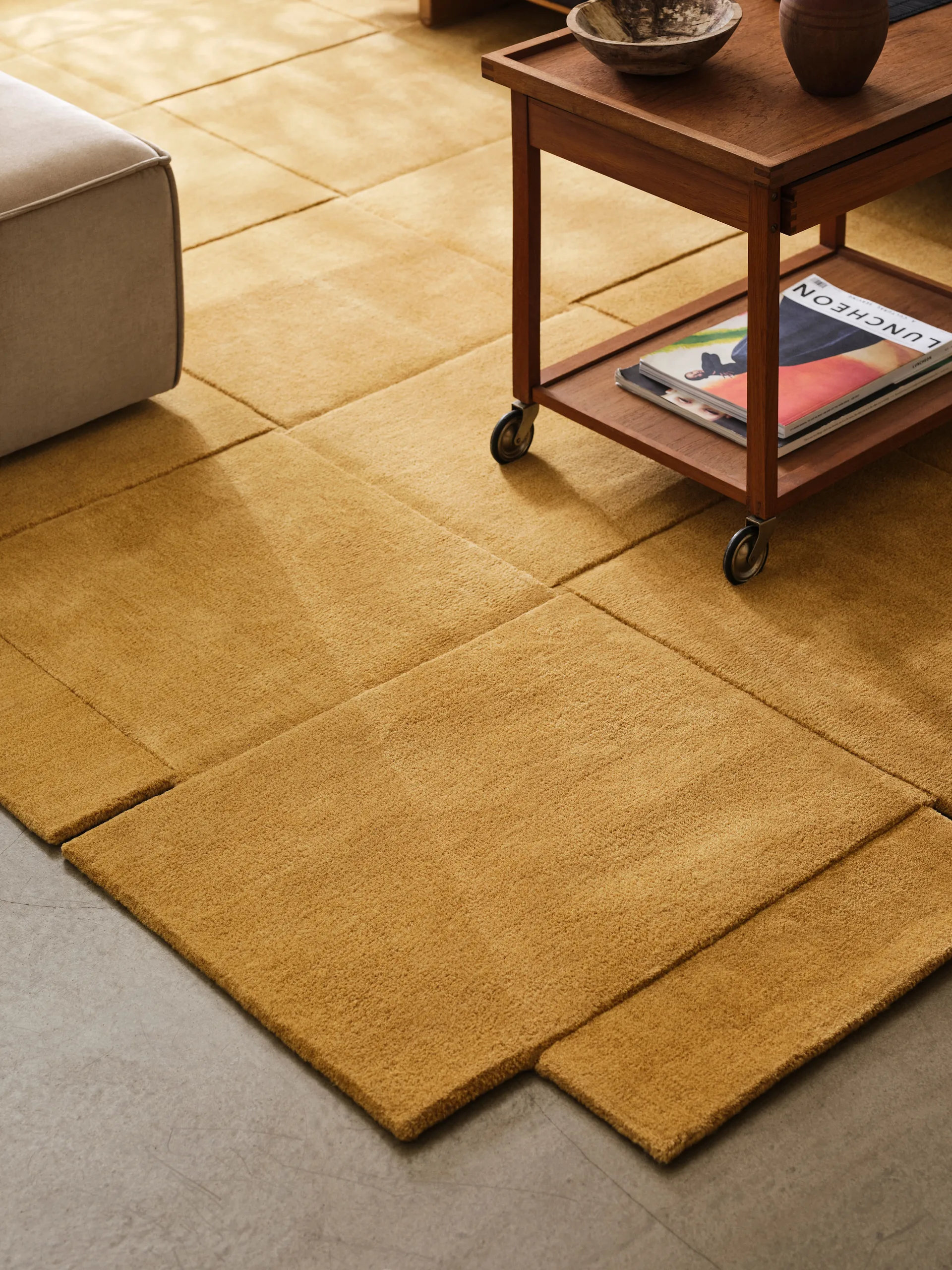 Basket matta yellow ochre, 180x180 cm Design House Stockholm