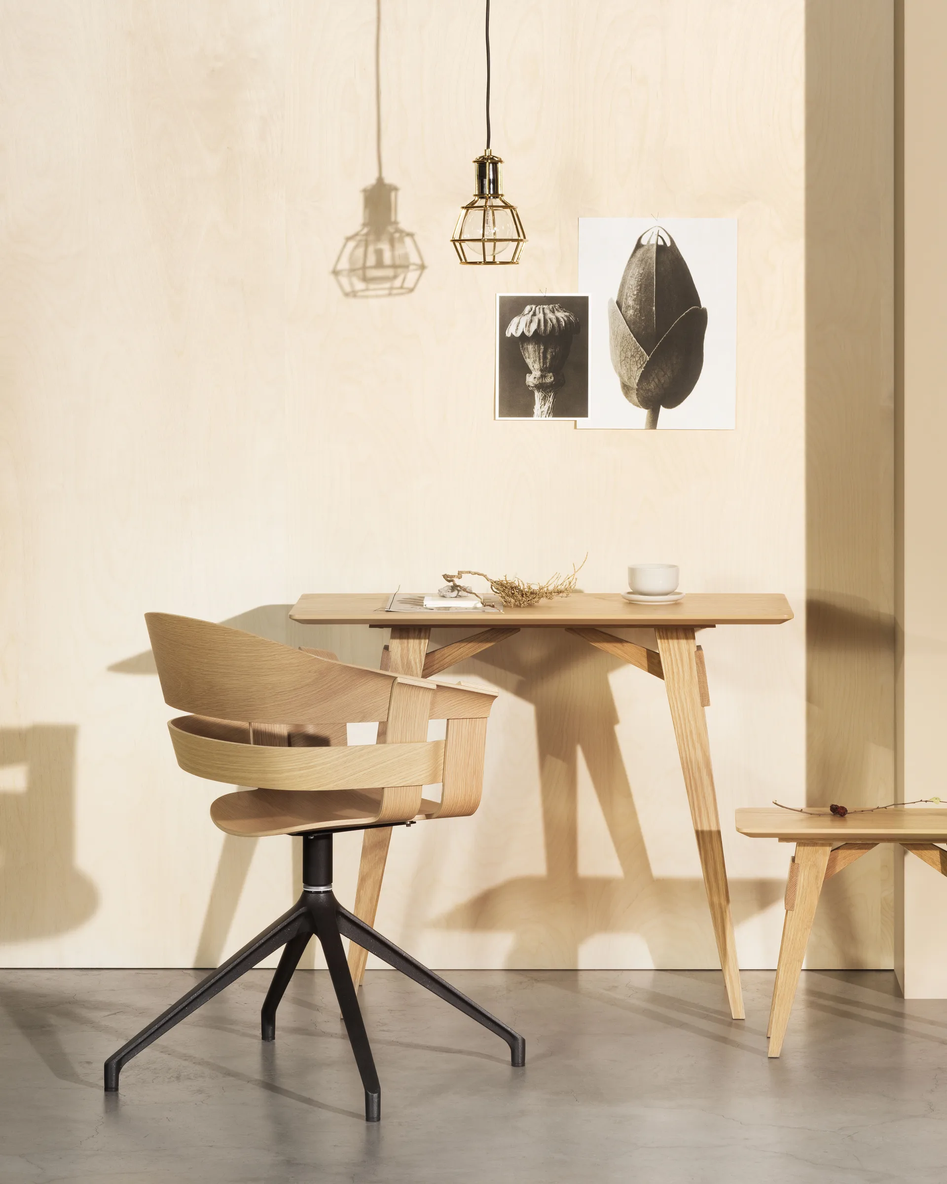 Wick Chair kontorsstol, ek-grå metallben Design House Stockholm