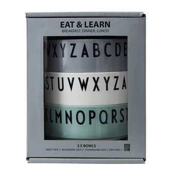 Breakfast Dinner Lunch skål 3-pack - Grön - Design Letters