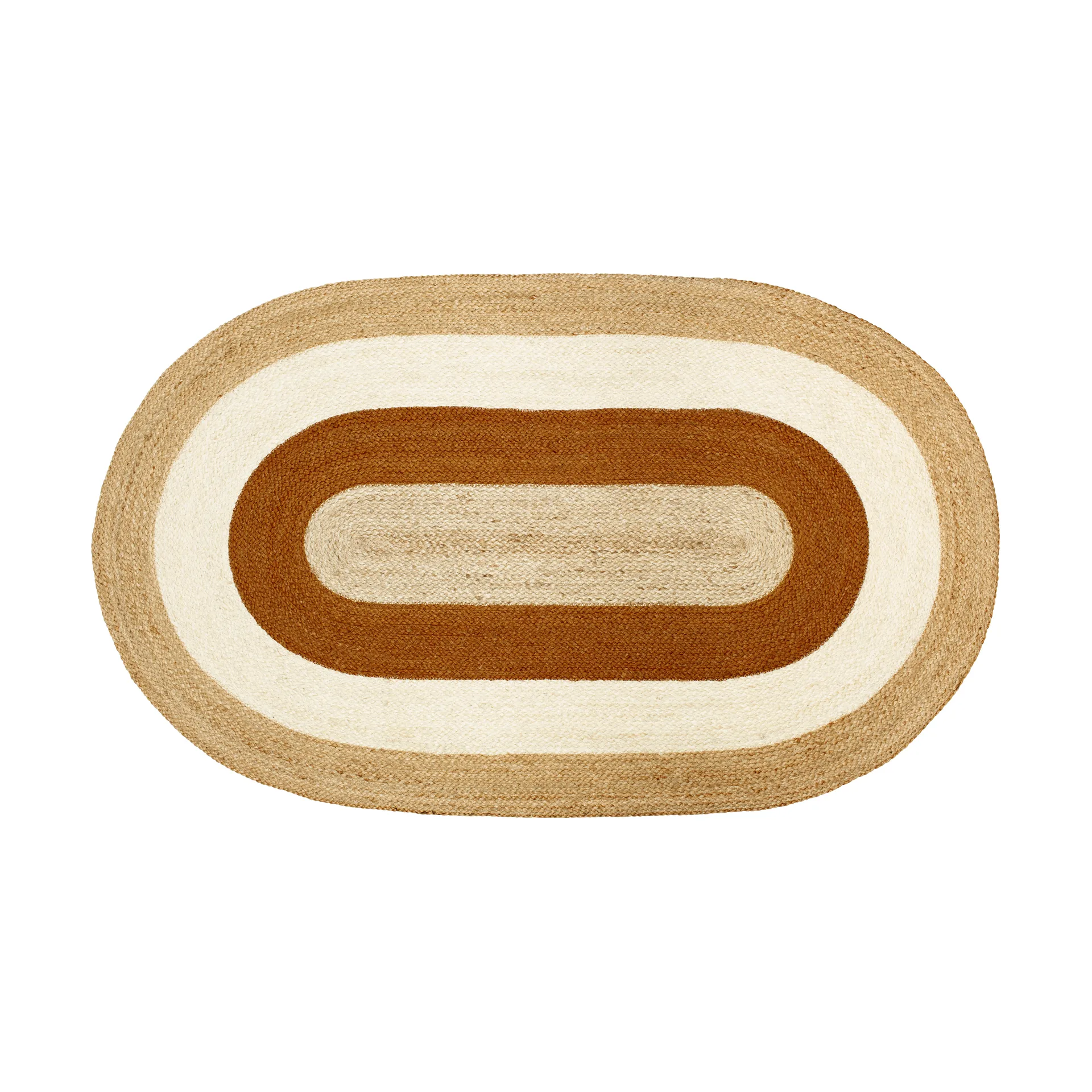 Elin striped oval jutematta 92x150 cm, Brick Dixie