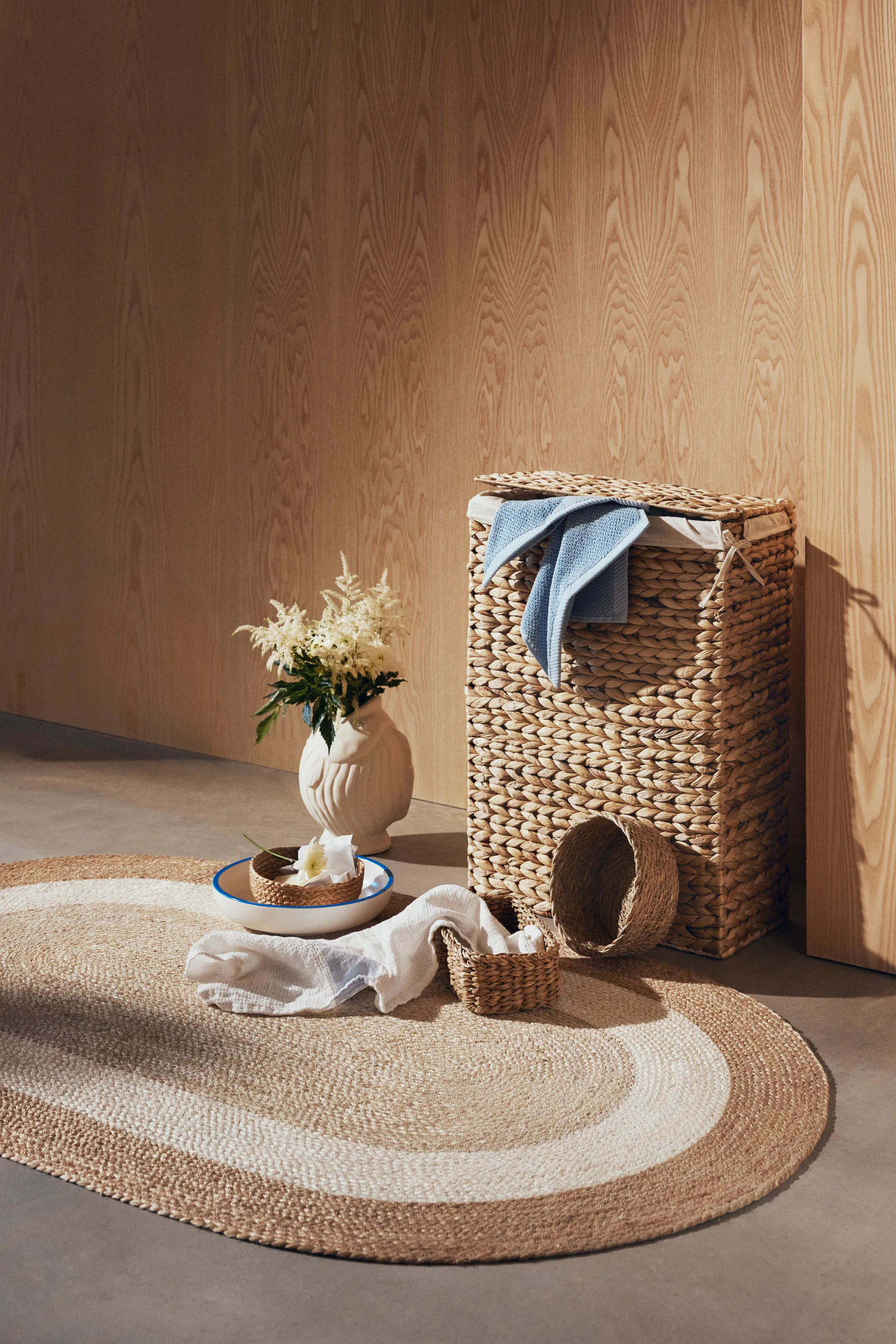 Elin striped oval jutematta 92x150 cm, Natural Dixie