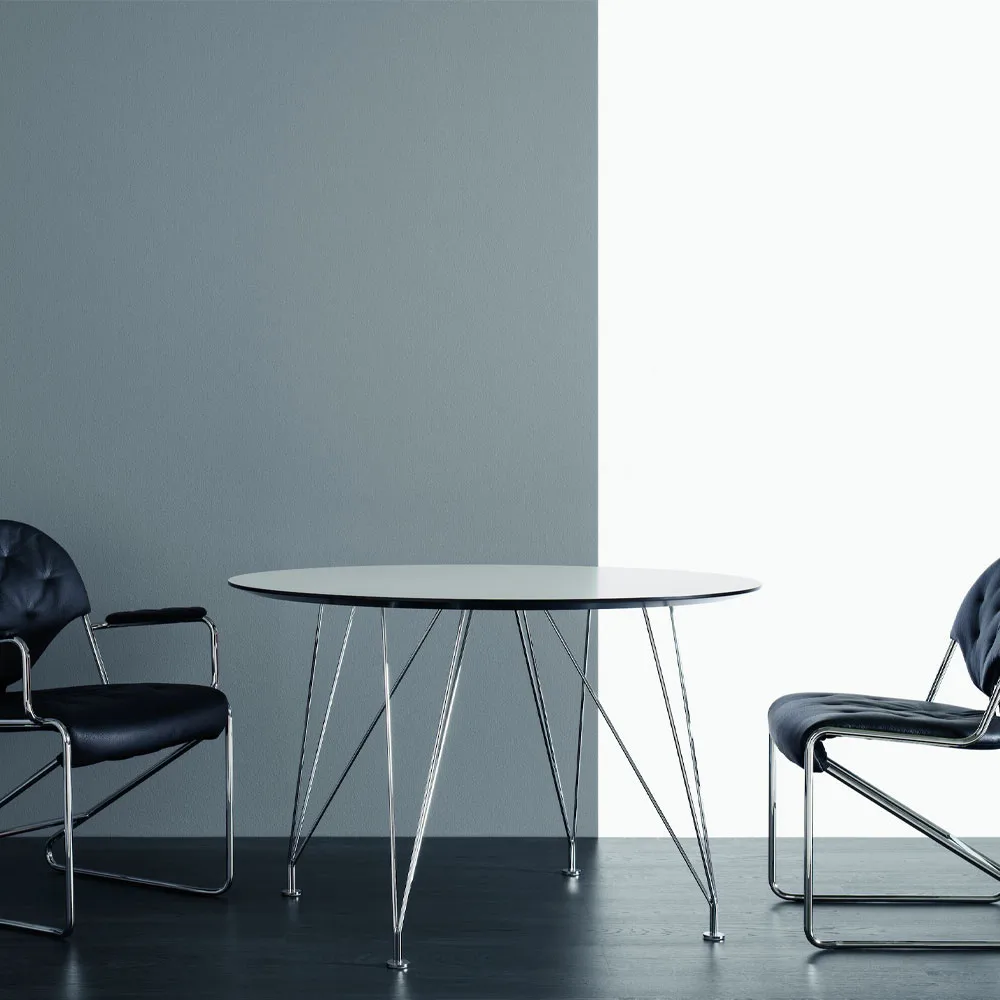 Inter matbord ovalt, Vit nanolaminat svart underkant kromben 100x180 cm Dux