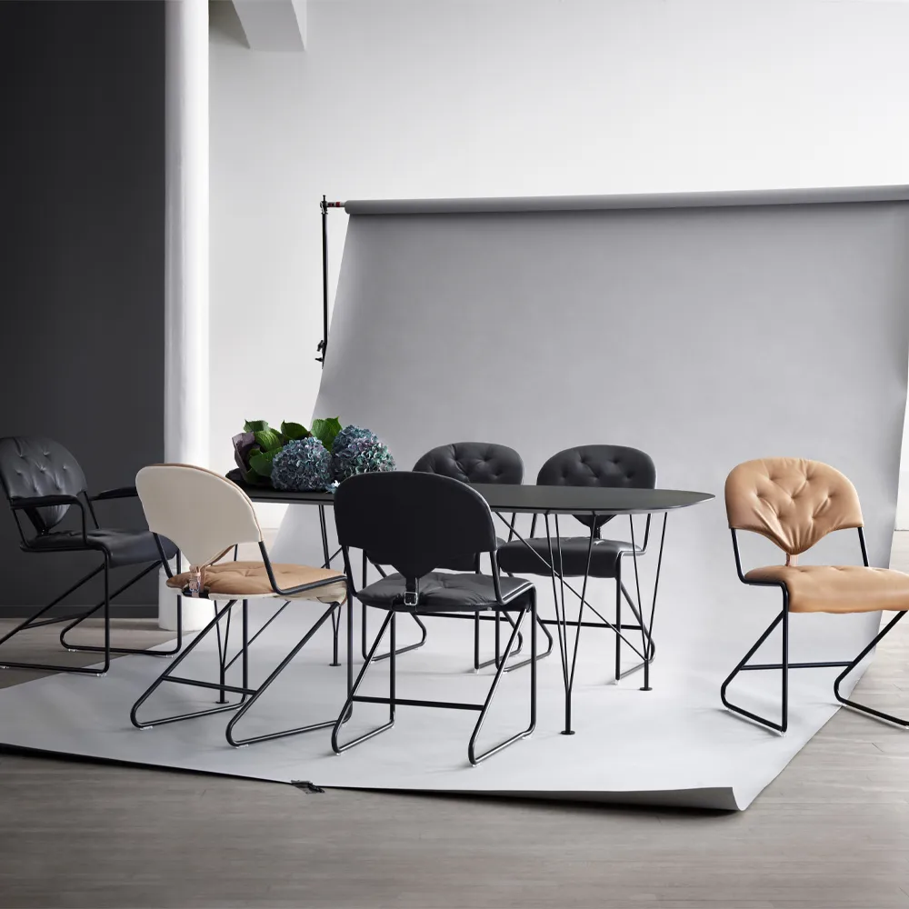 Inter matbord ovalt, Vit nanolaminat svart underkant kromben 100x180 cm Dux