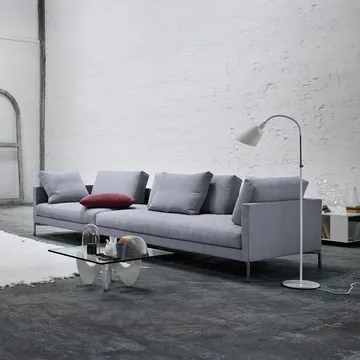 Plano modulsoffa - tyg silvergrå, mattkromade ben - Eilersen