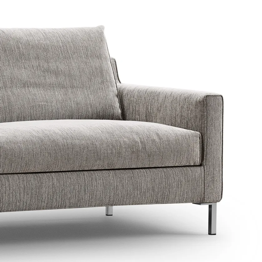Streamline 3-sits soffa 220 cm, bakar 01 brunbeige-rostfritt stål Eilersen