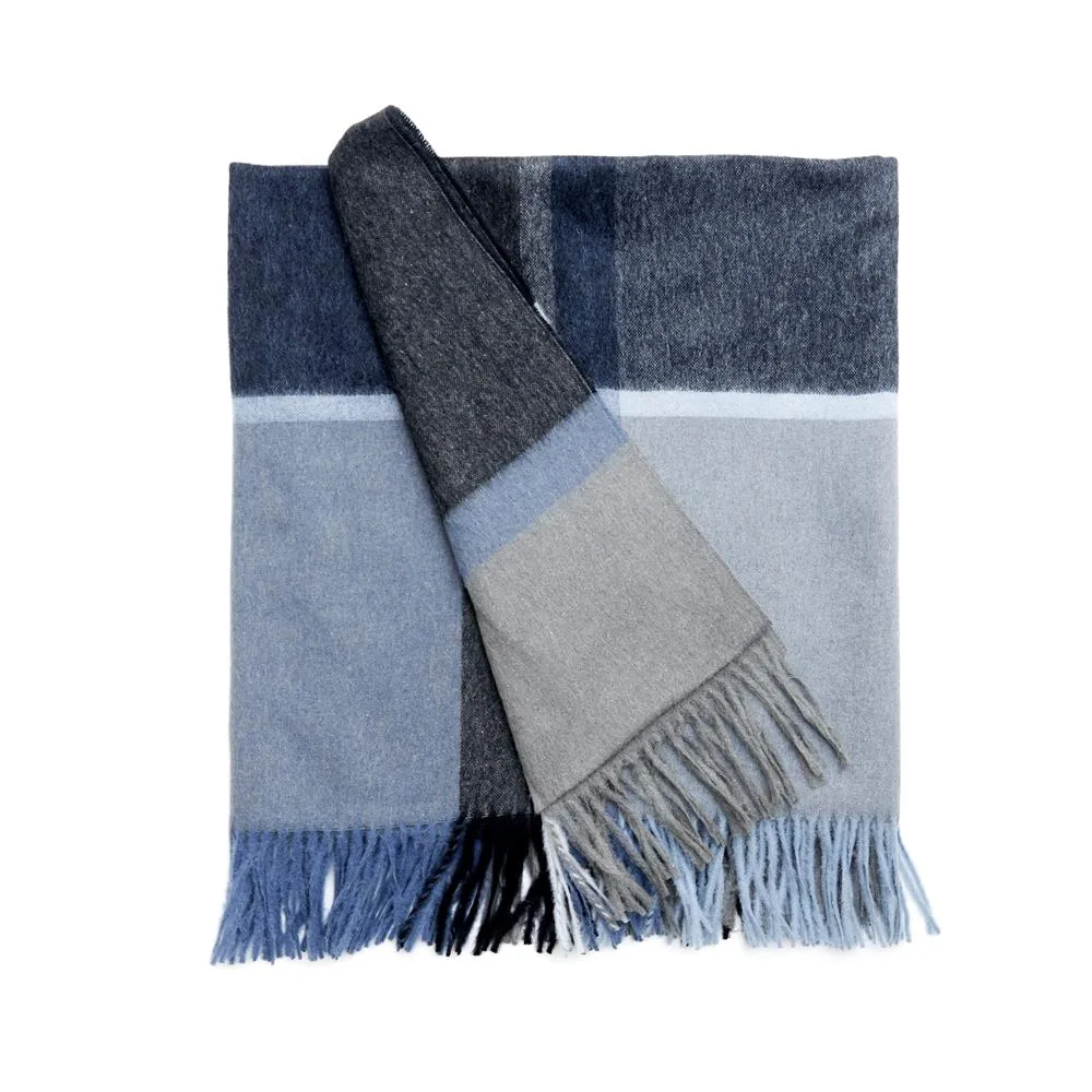 Manhattan pläd, steel blue-dusty ocean Elvang Denmark