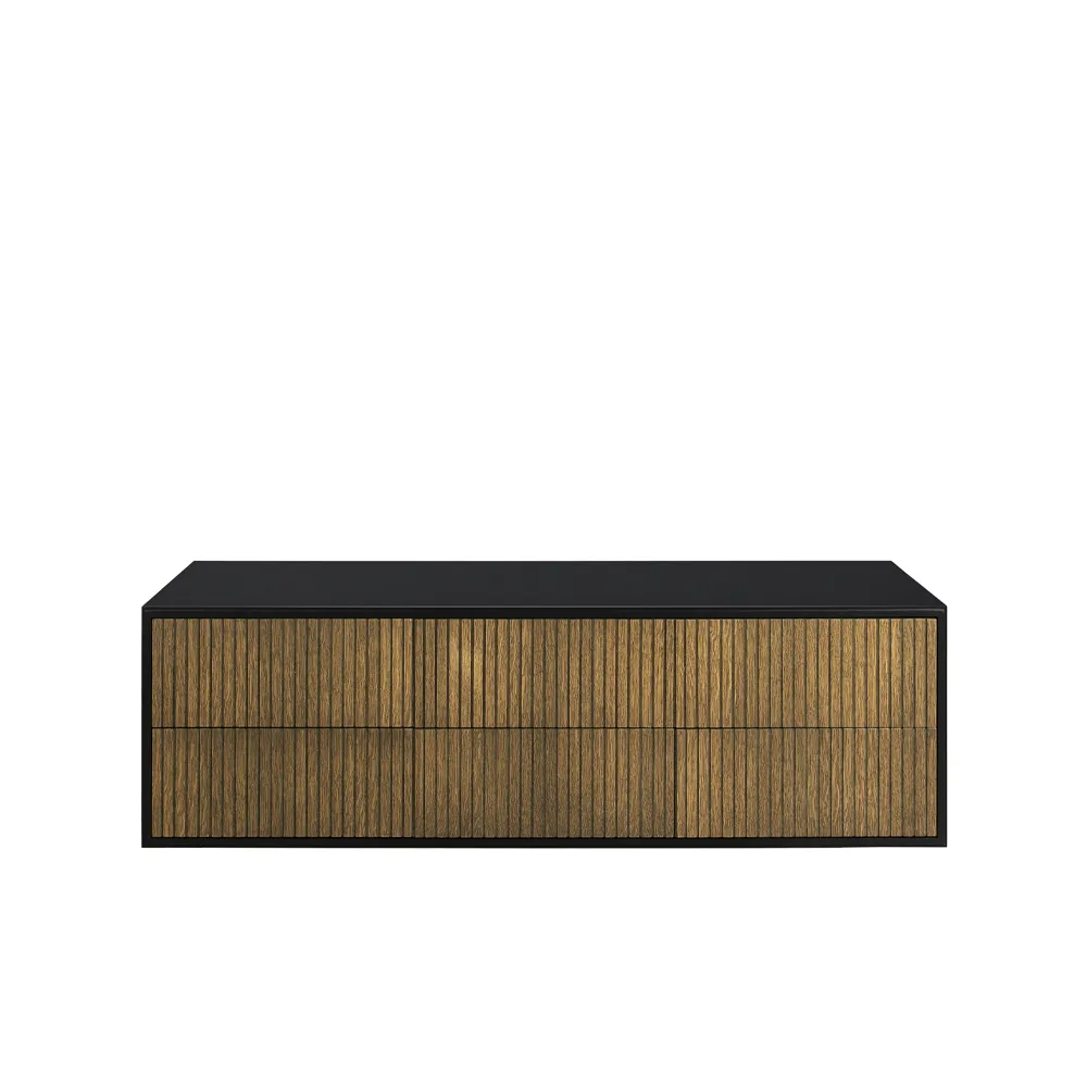 Line byrå, Walnut/black-6 lådor-vägghängd Englesson