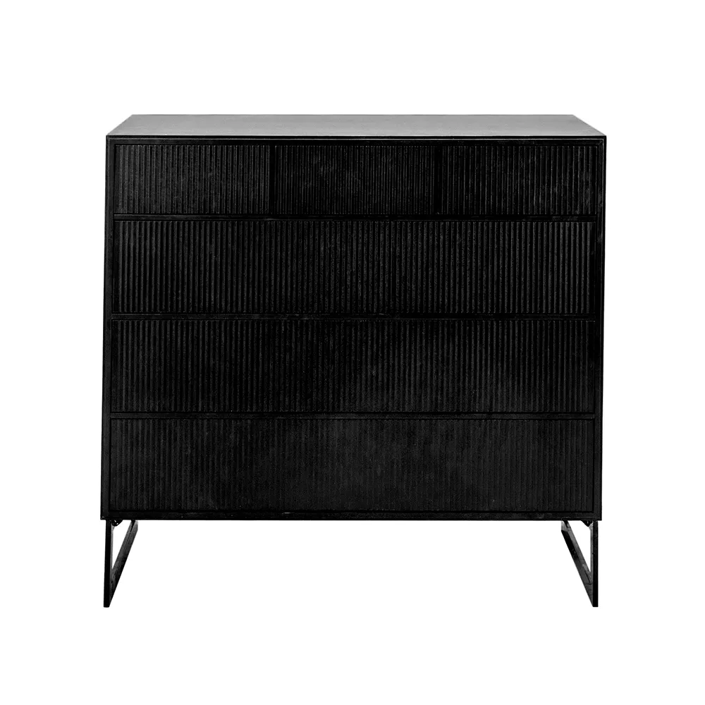 Line Hög byrå, black, 3+3 lådor, svarta metallben Englesson