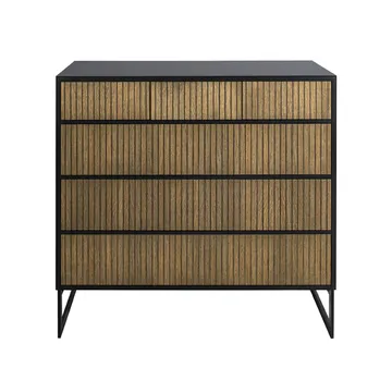 Line Hög byrå - walnut/black, 3+3 lådor, svarta metallben - Englesson