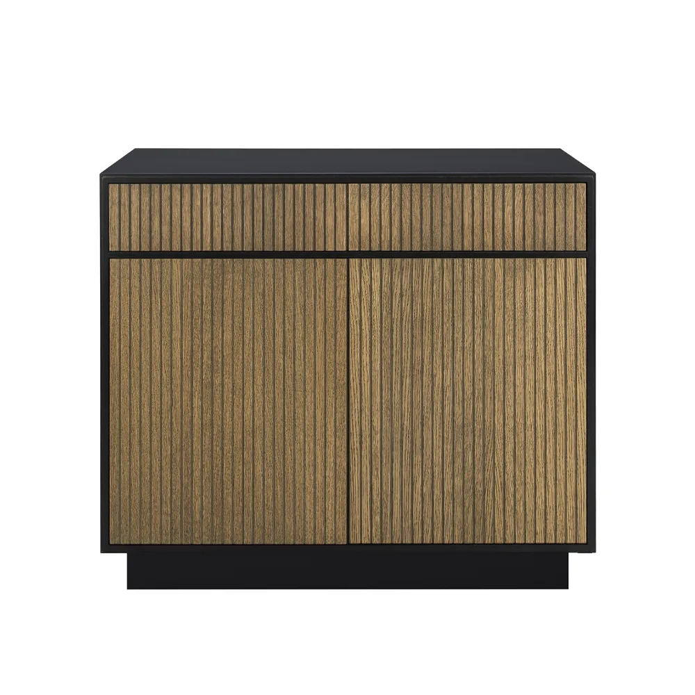 Line Hög skänk, walnut/black, 2dörrar+2lådor+1hylla, sockel Englesson