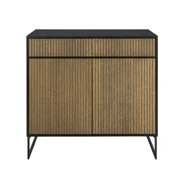 Line Hög skänk - walnut/black, 2dörrar+2lådor+1hylla, svarta metallben - Englesson