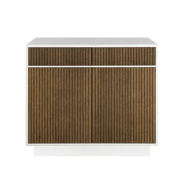 Line Hög skänk - walnut/white, 2dörrar+2lådor+1hylla, sockel - Englesson