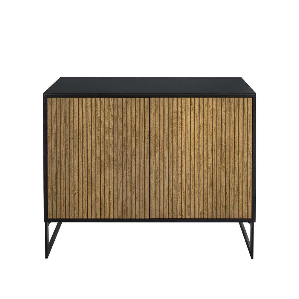 Line skänk, Walnut/black, 2dörrar+1hylla, svarta metallben Englesson