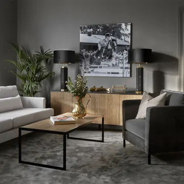 Line skänk - Walnut/black, 2dörrar+1hylla, svarta metallben - Englesson