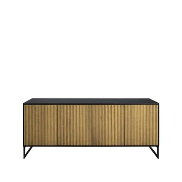 Line skänk - Walnut/black, 4dörrar+1+1hyllor, svarta metallben - Englesson