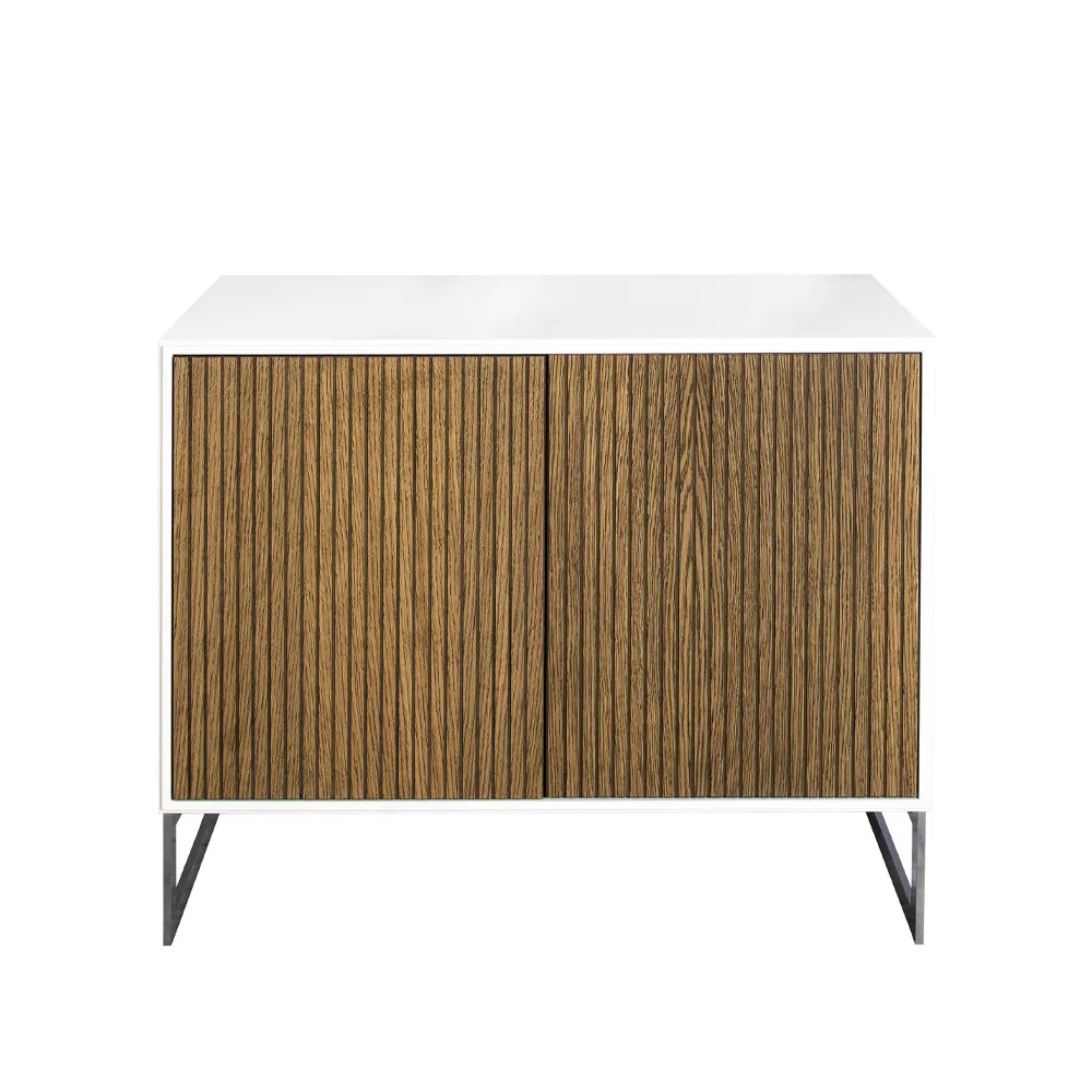 Line skänk, walnut/white, 2dörrar+1hylla, kromben Englesson