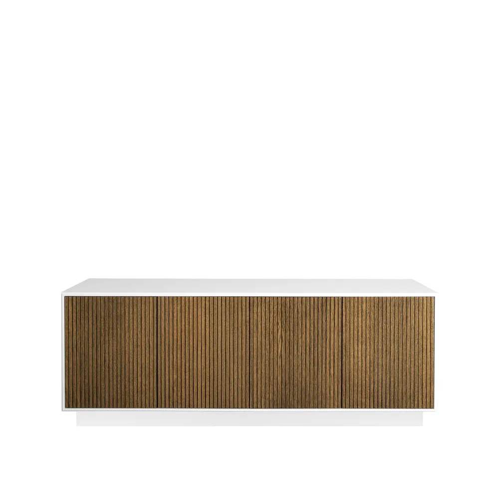 Line skänk, walnut/white, 4dörrar+1+1hylla, sockel Englesson