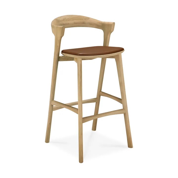 Bok barstol - Lackerad ek-läder Cognac, 75 cm - Ethnicraft