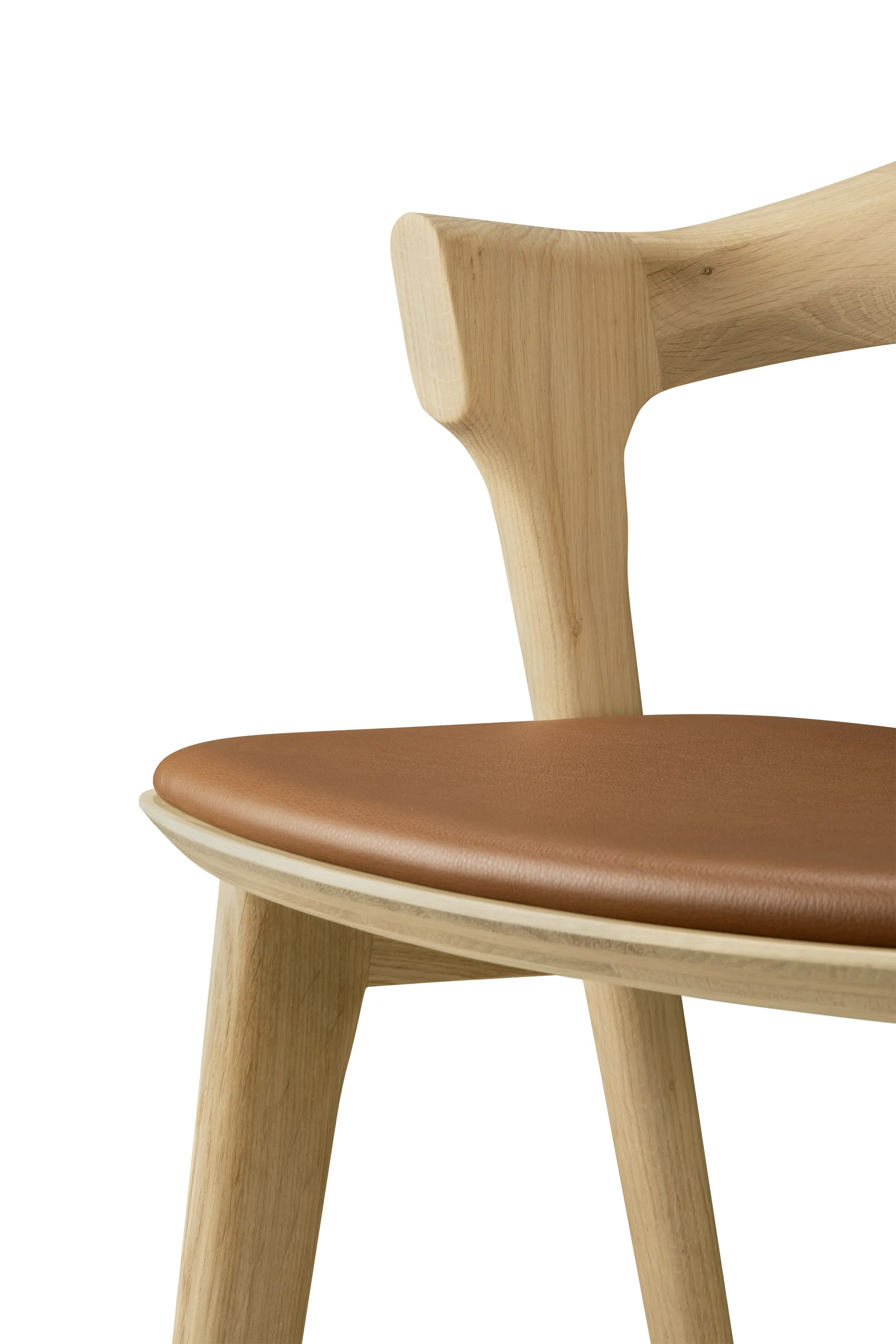 Bok barstol, Lackerad ek-läder Cognac, 75 cm Ethnicraft
