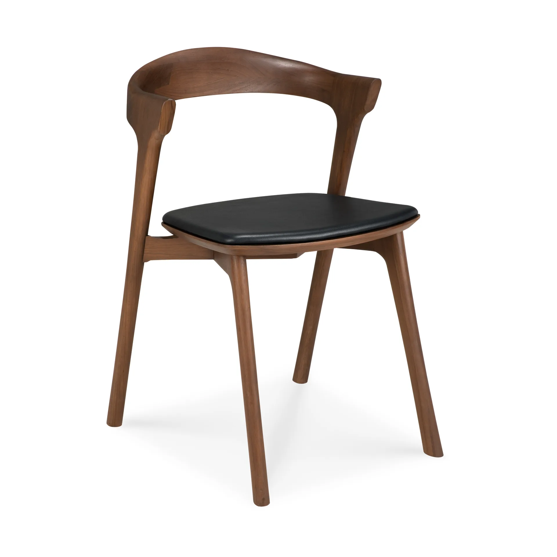 Bok matstol, Brown teak-svart läder Ethnicraft