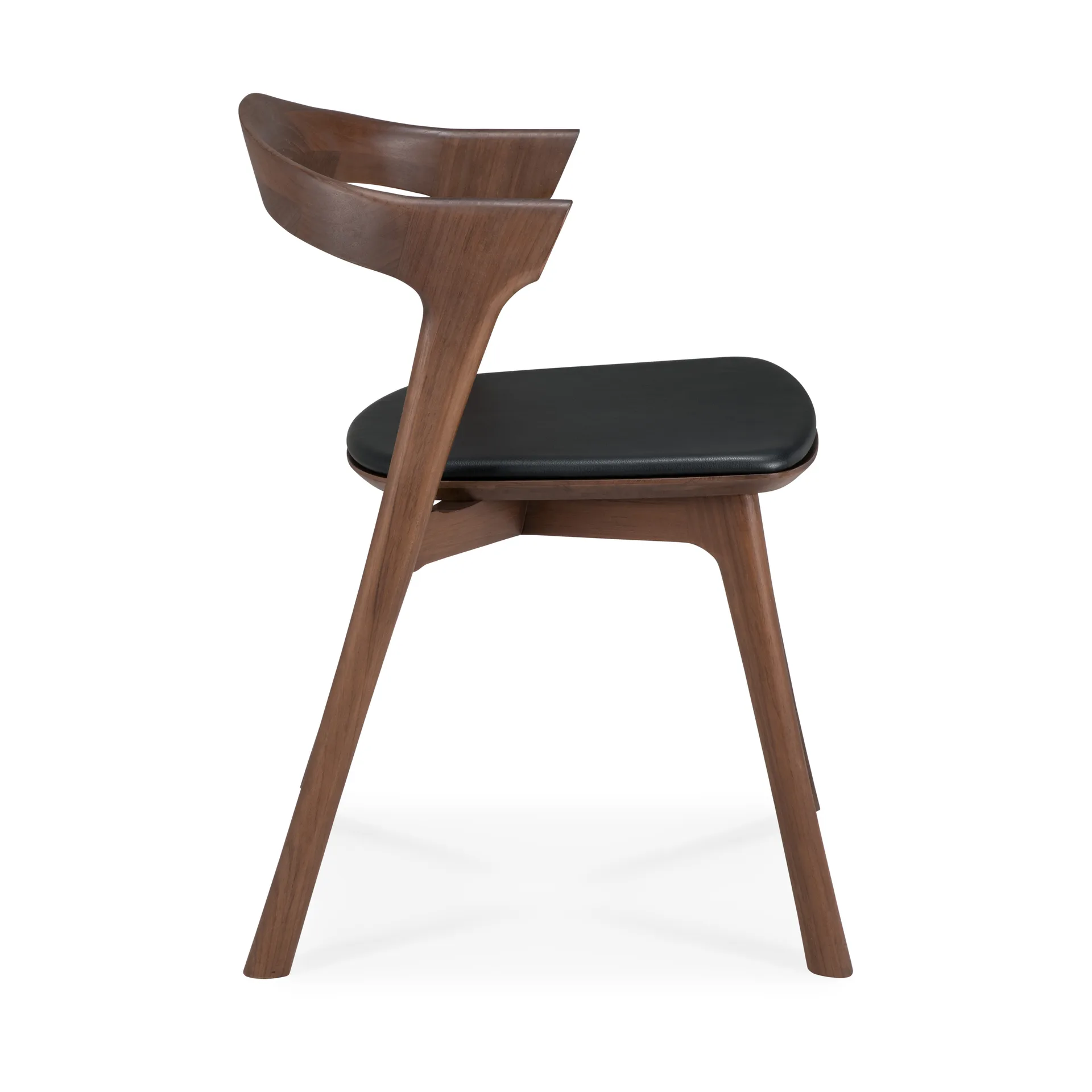 Bok matstol, Brown teak-svart läder Ethnicraft