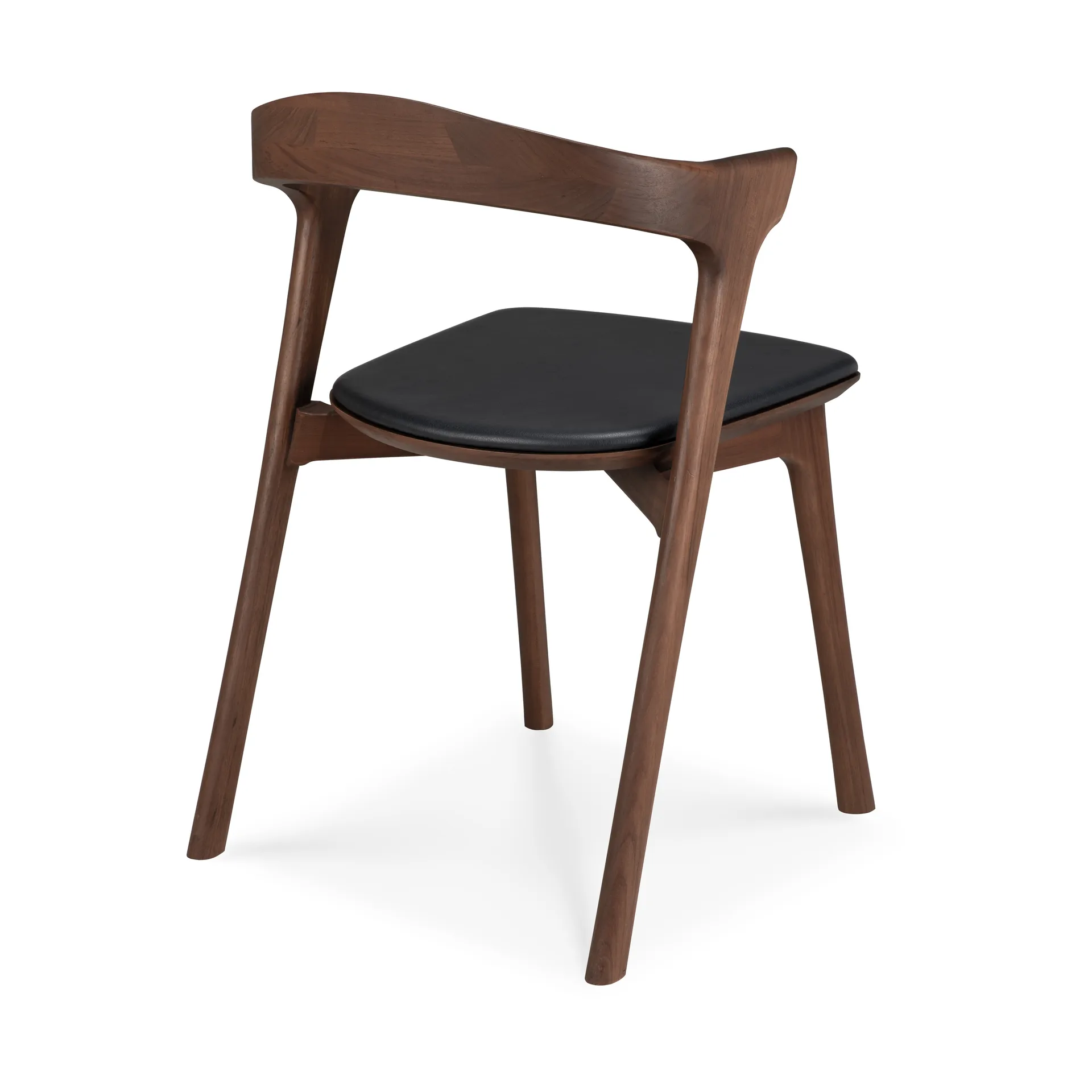 Bok matstol, Brown teak-svart läder Ethnicraft