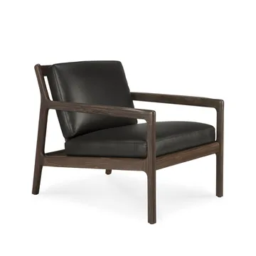 Jack loungefåtölj - Black leather-Rosewood - Ethnicraft