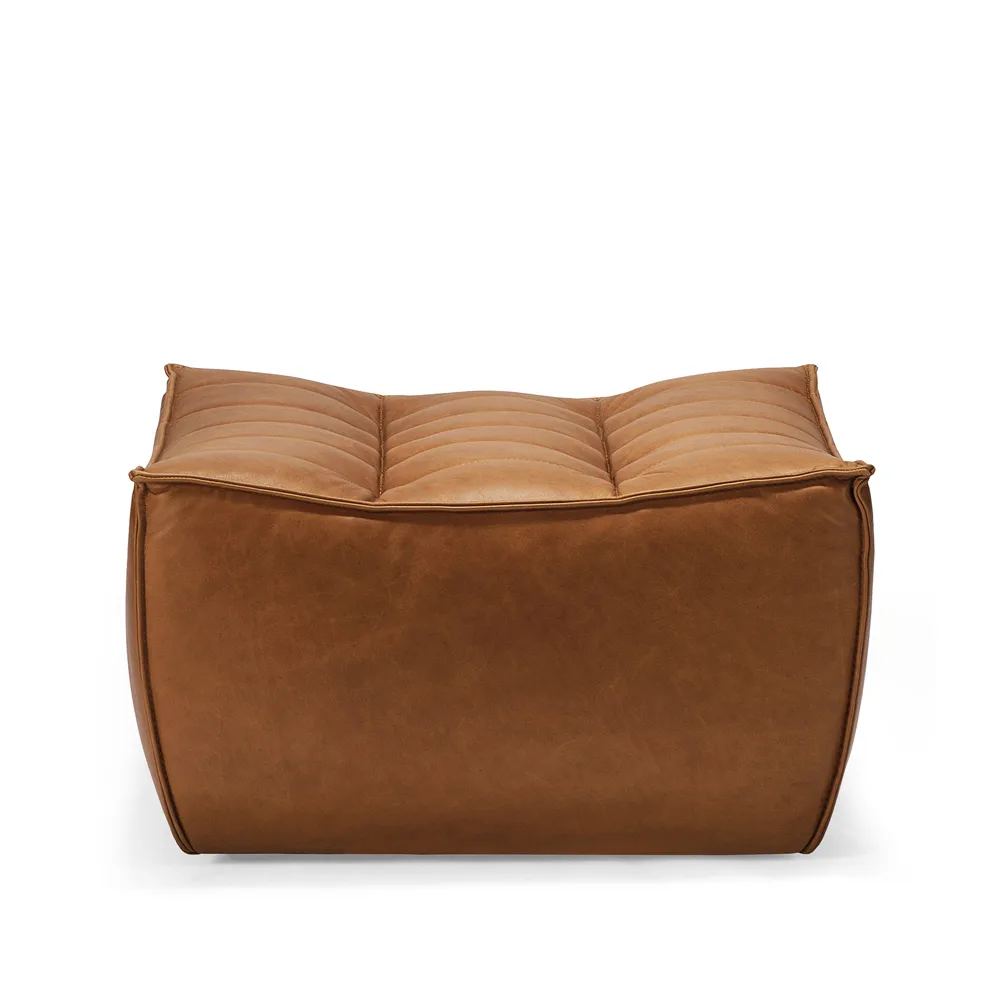 N701 fotpall 70x70 cm, Aniline leather brown Ethnicraft