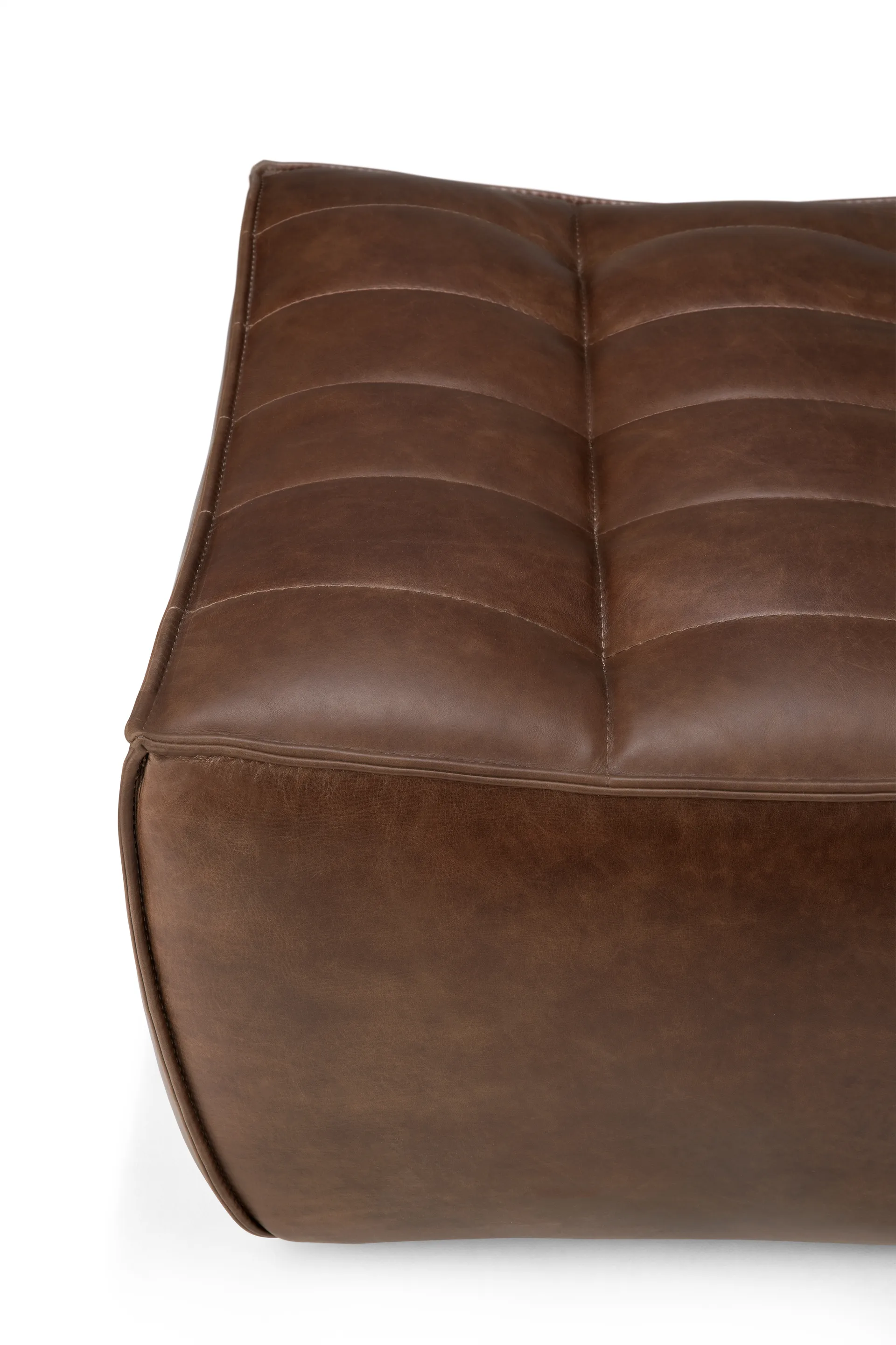 N701 fotpall 70x70 cm, Läder Chestnut Ethnicraft