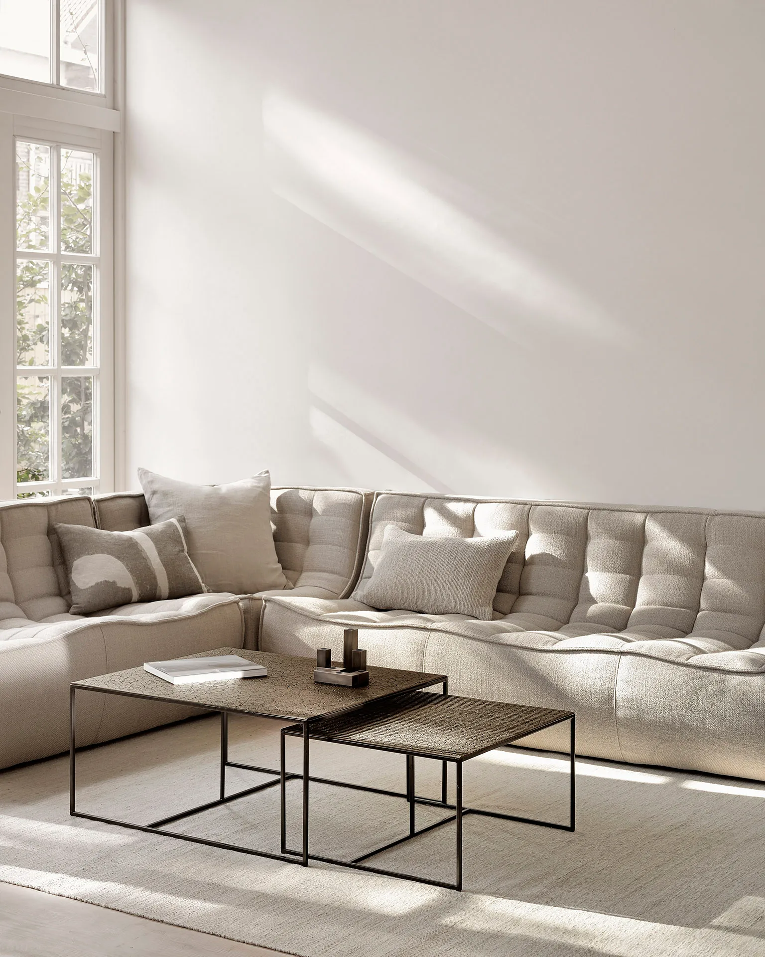 N701 modulhörnsoffa med rundat hörn, tyg Beige, 301x171 cm Ethnicraft