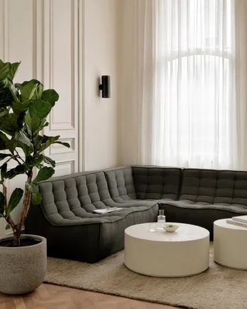 N701 modulhörnsoffa med rundat hörn, tyg Moss Eco, 330x260 cm - Ethnicraft