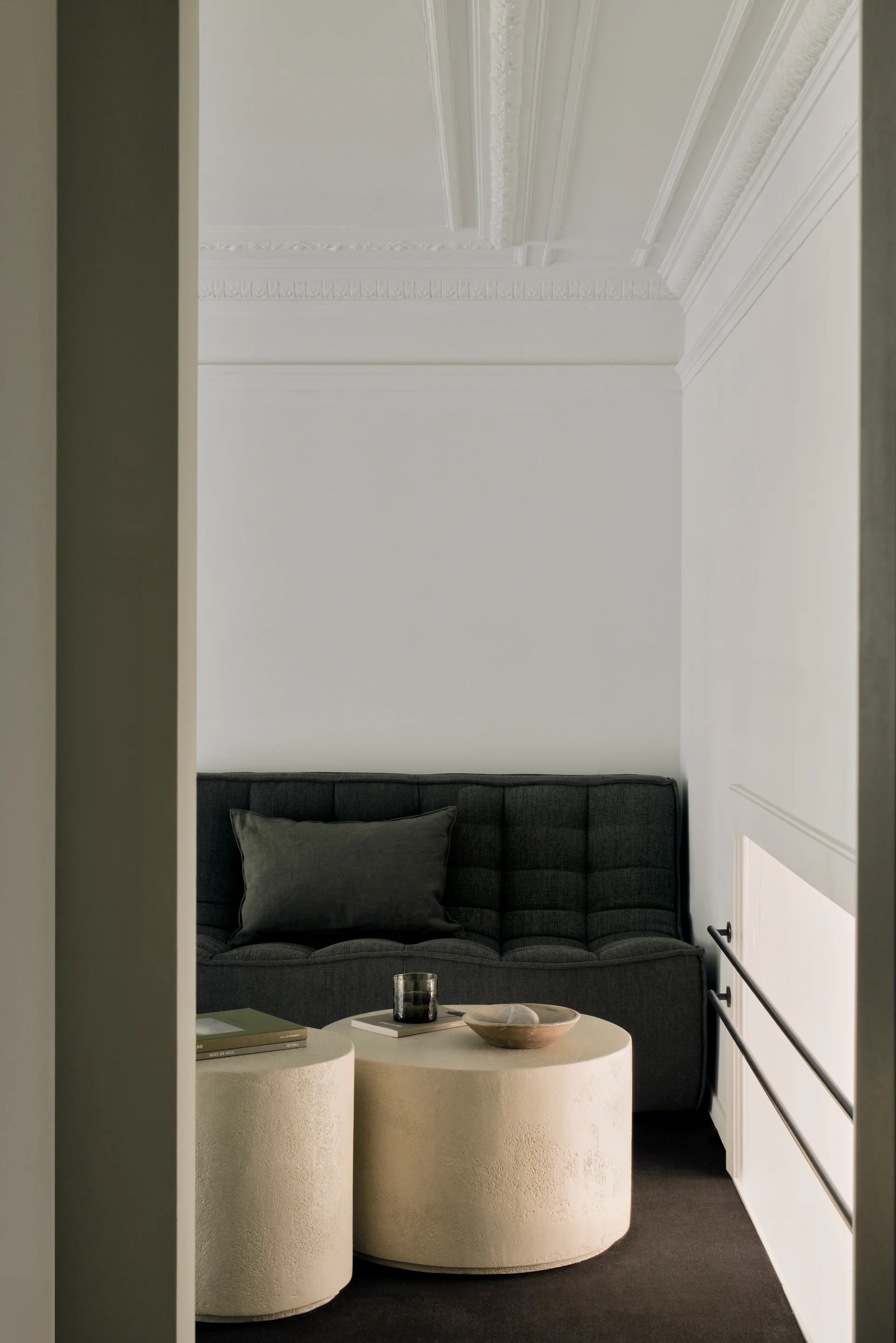 N701 modulhörnsoffa med rundat hörn, tyg Moss Eco, 330x260 cm Ethnicraft