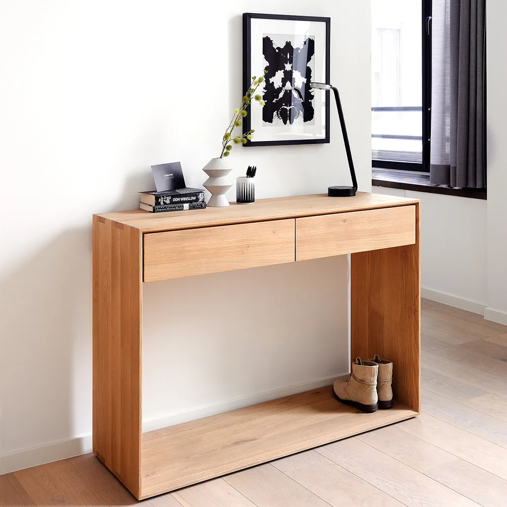 Nordic konsolbord, Lackad ek två lådor 160x40 cm Ethnicraft