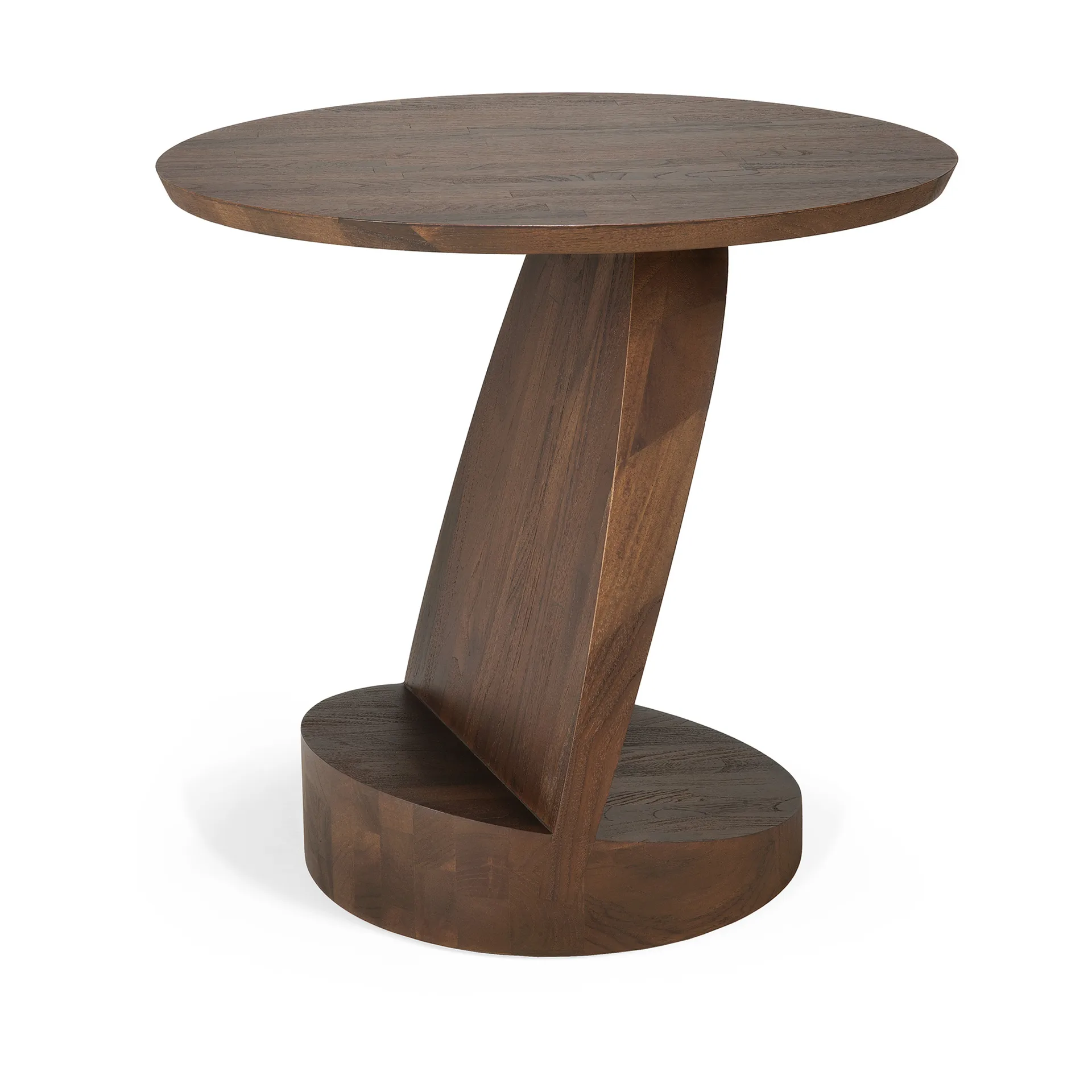 Oblic sidobord Ø52 cm, Brunbetsad teak Ethnicraft