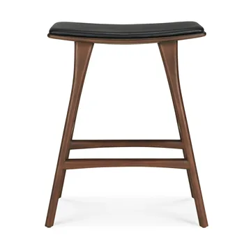 Osso barpall - Teak-black leather, 65 cm - Ethnicraft