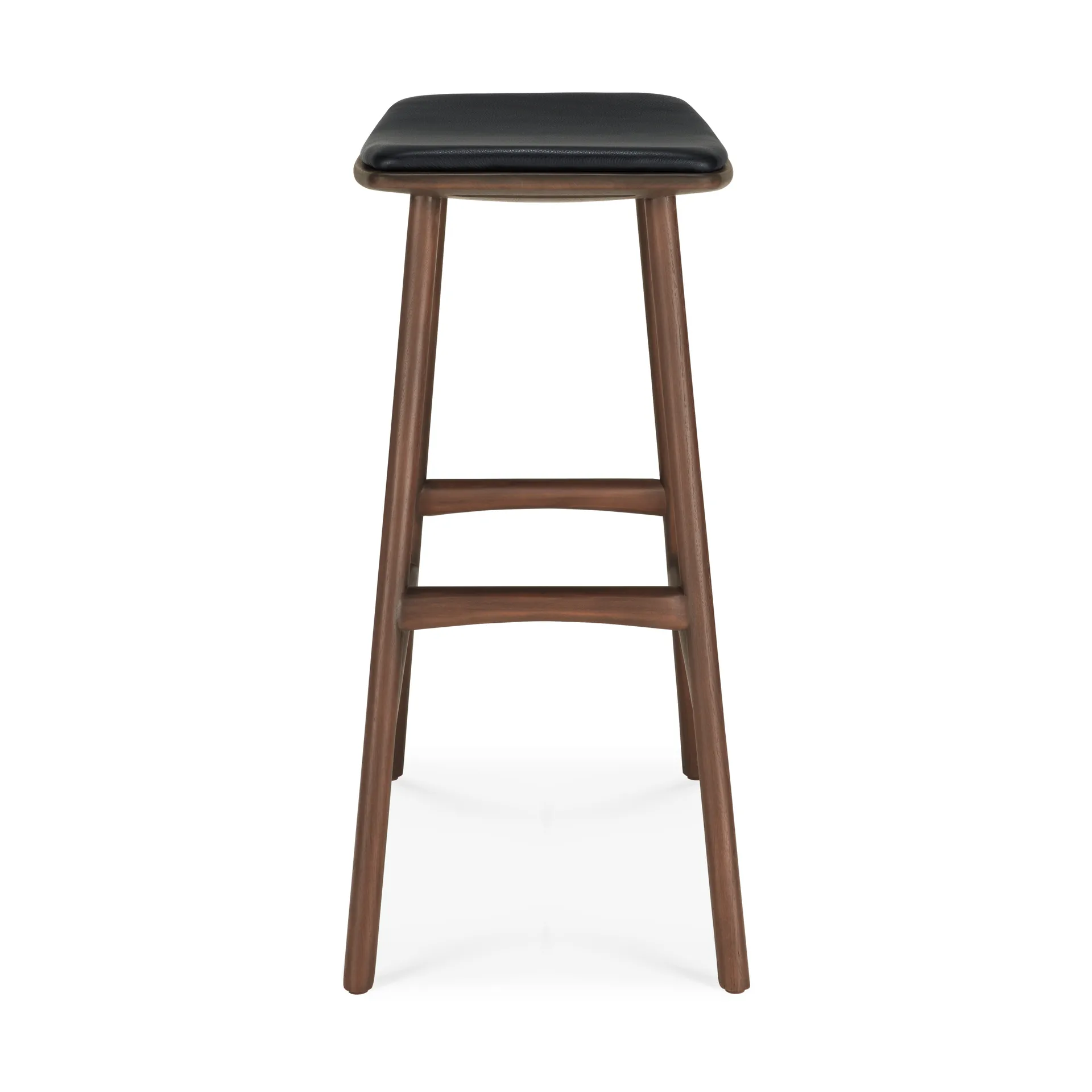 Osso barpall, Teak-black leather, 65 cm Ethnicraft