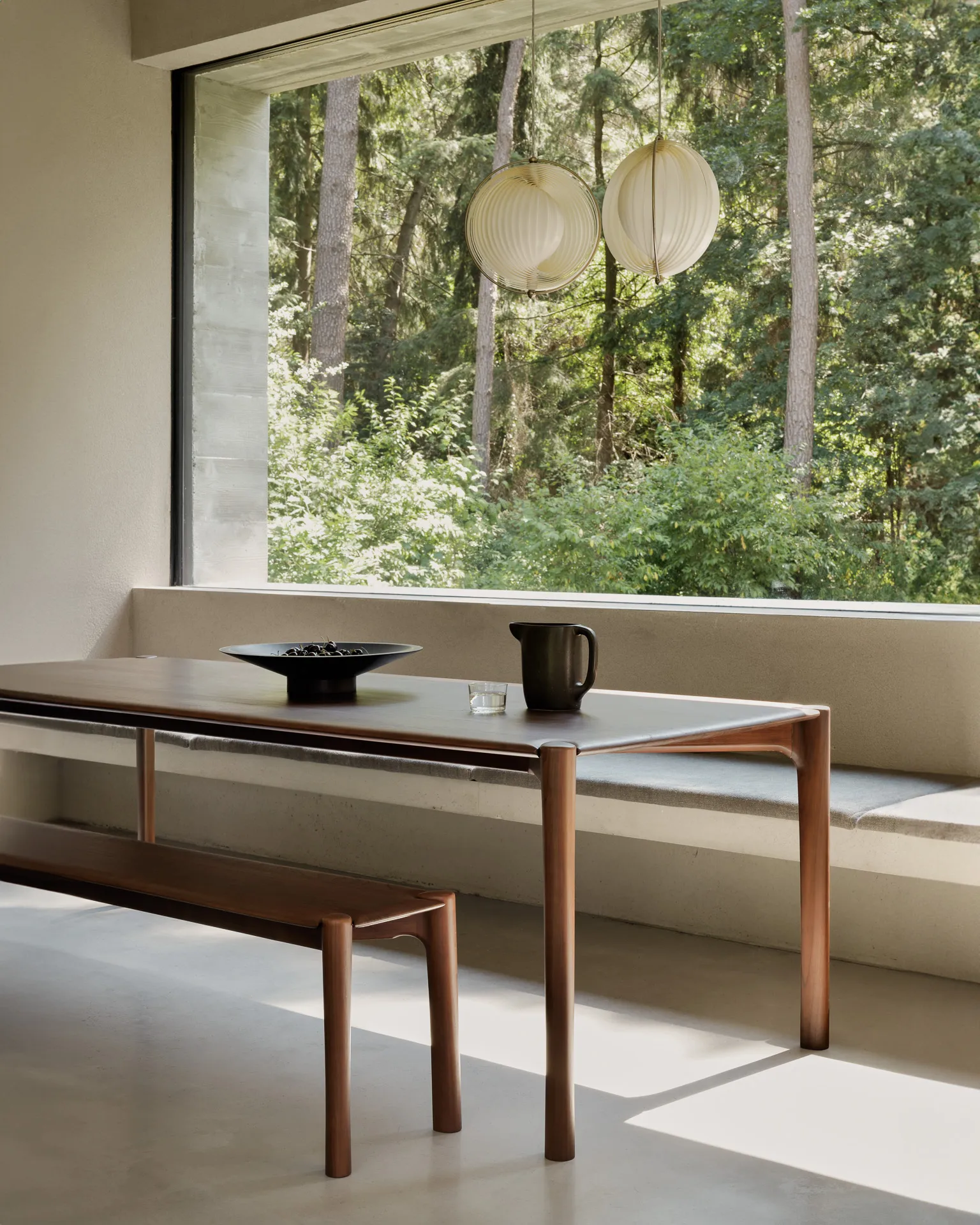 PI bänk 126x35 cm, Lackad teak brown Ethnicraft