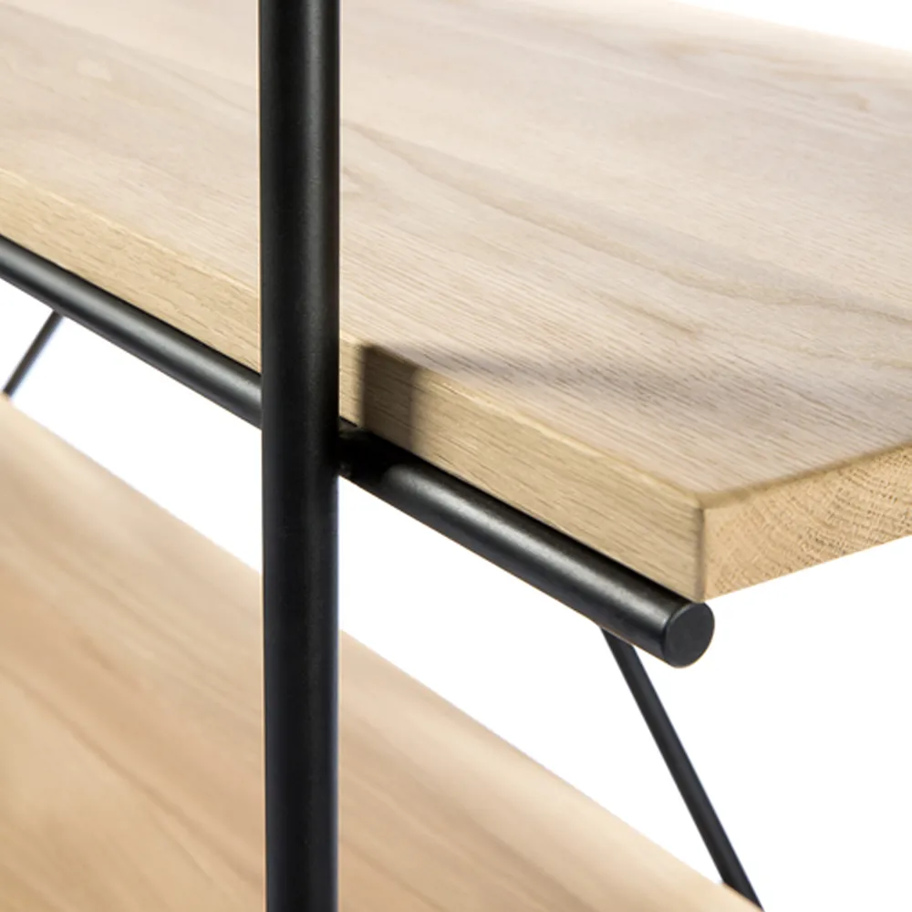 Rise hylla, Oak wax oil-Black metal 165 cm Ethnicraft