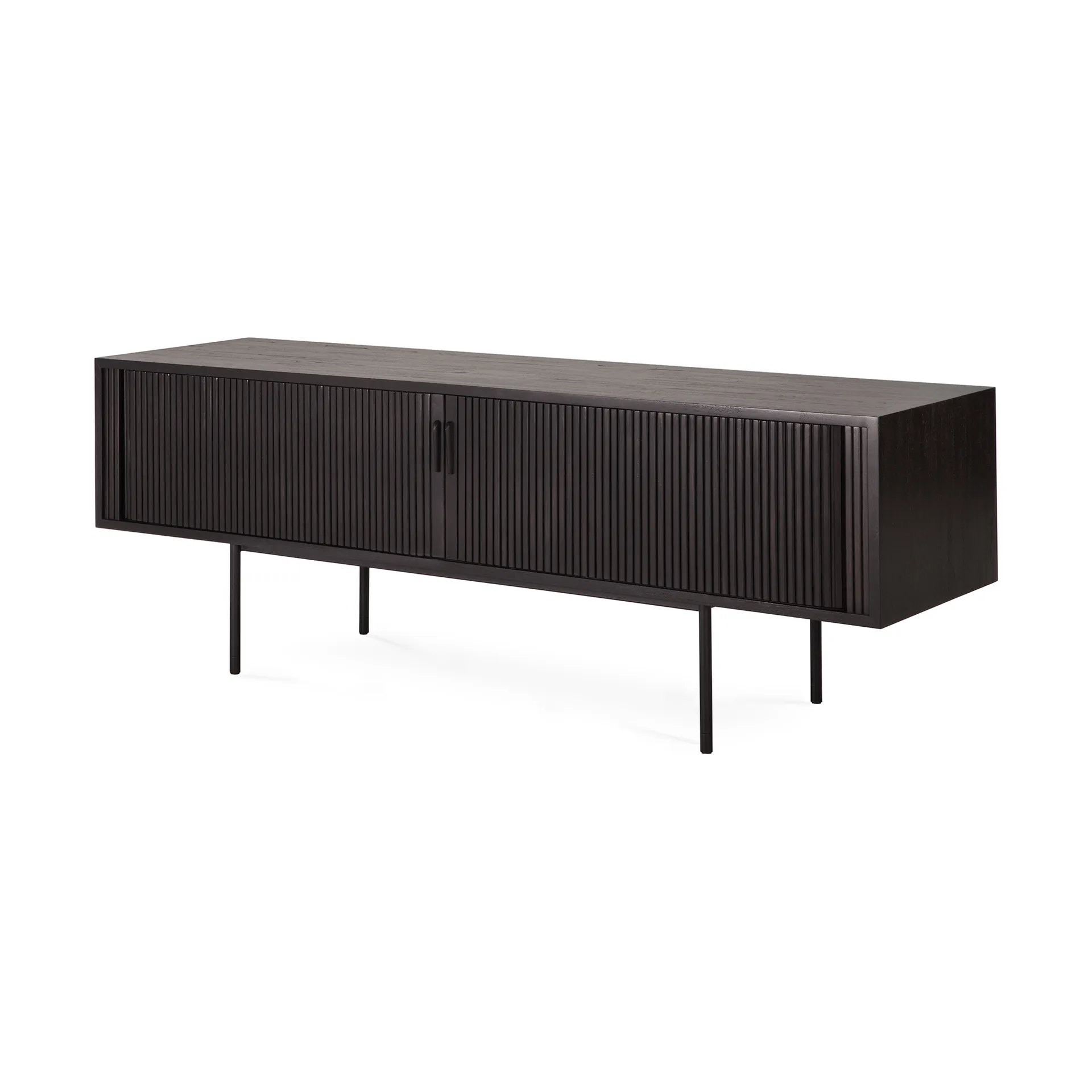 Roller Max TV-bänk, Lackad teak-svart-2 dörrar Ethnicraft