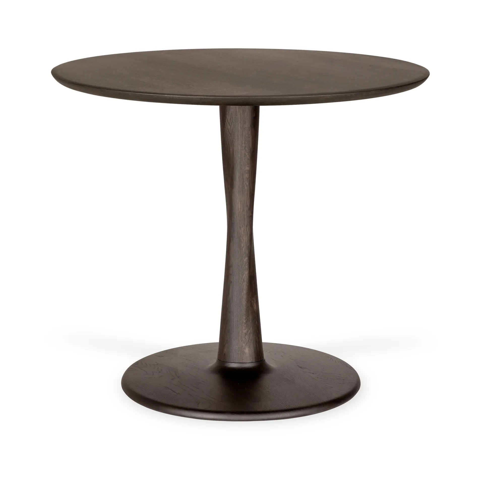 Torsion matbord, Brunlackerad ek, Ø90 cm Ethnicraft