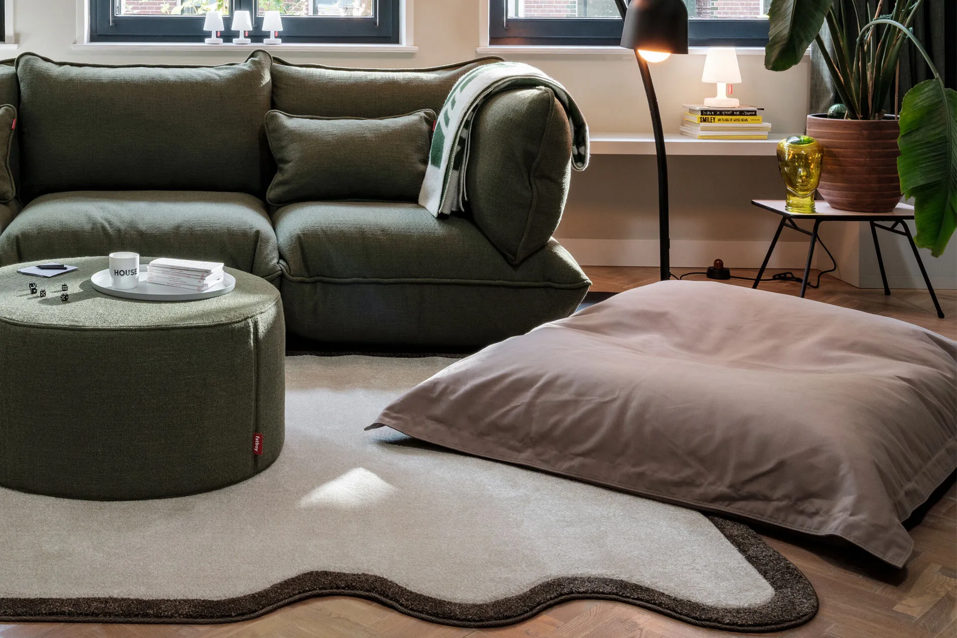Fatboy the original puffer sittsäck, Canvas recycled taupe grey, 180x140 cm Fatboy