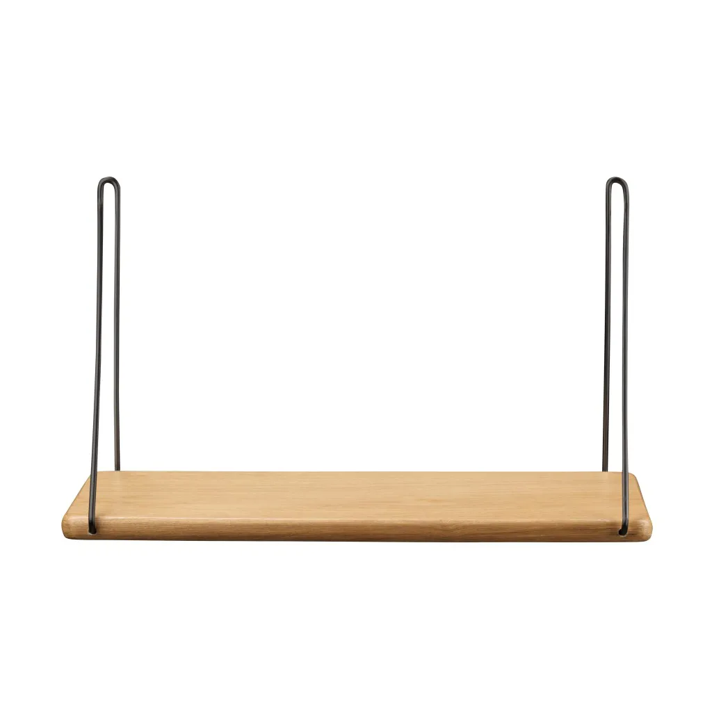 B145 Shelf w/brackets hylla, 20x45 cm oak nature-black lacquered FDB Møbler