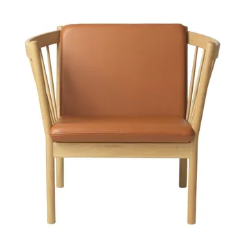 J146 fåtölj - Oak nature lacquered-cognac leather - FDB Møbler