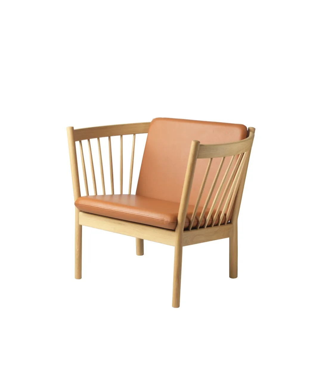J146 fåtölj, Oak nature lacquered-cognac leather FDB Møbler