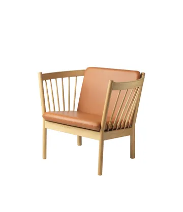 J146 fåtölj - Oak nature lacquered-cognac leather - FDB Møbler
