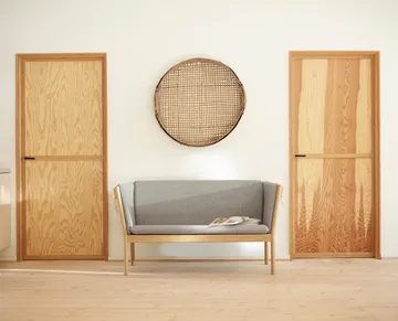 J149 soffa - Tyg brun-lackerad ek, 3-sits - FDB Møbler