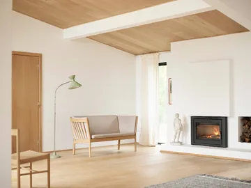 J149 soffa - Tyg brun-lackerad ek, 3-sits - FDB Møbler
